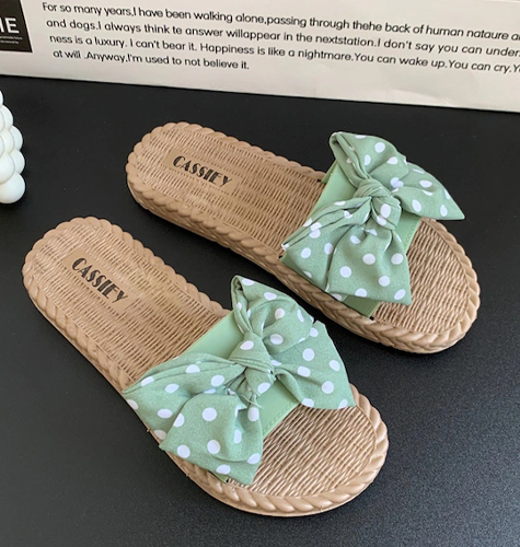 Women Green Printed Rubber Sliders